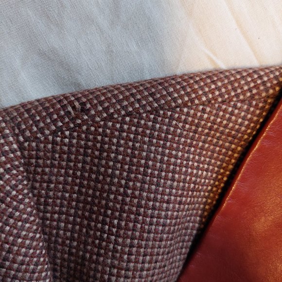 Robert Chayenko Paris 80's Wool/Leather Brown Skirt Suit Set (Size L) - Picture 14 of 14